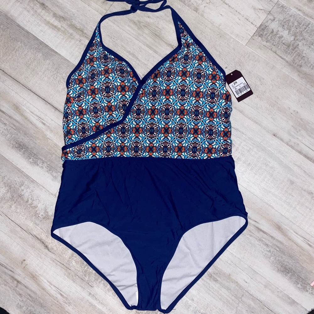 Blue cross front one piece